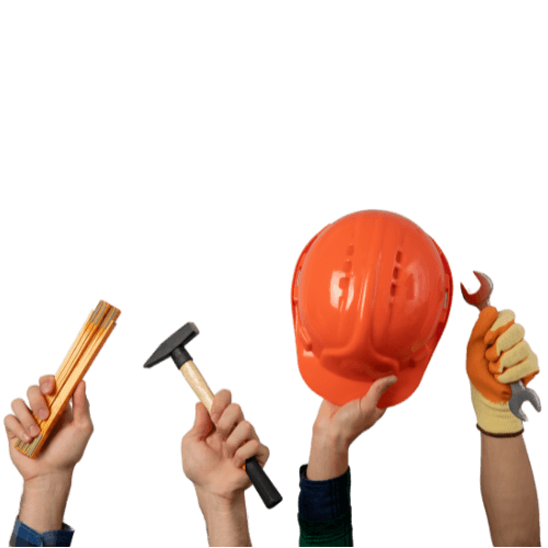 Hands holding tools